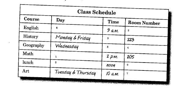 image schedule chart