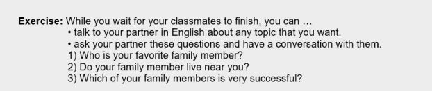 Early finishers ex shot